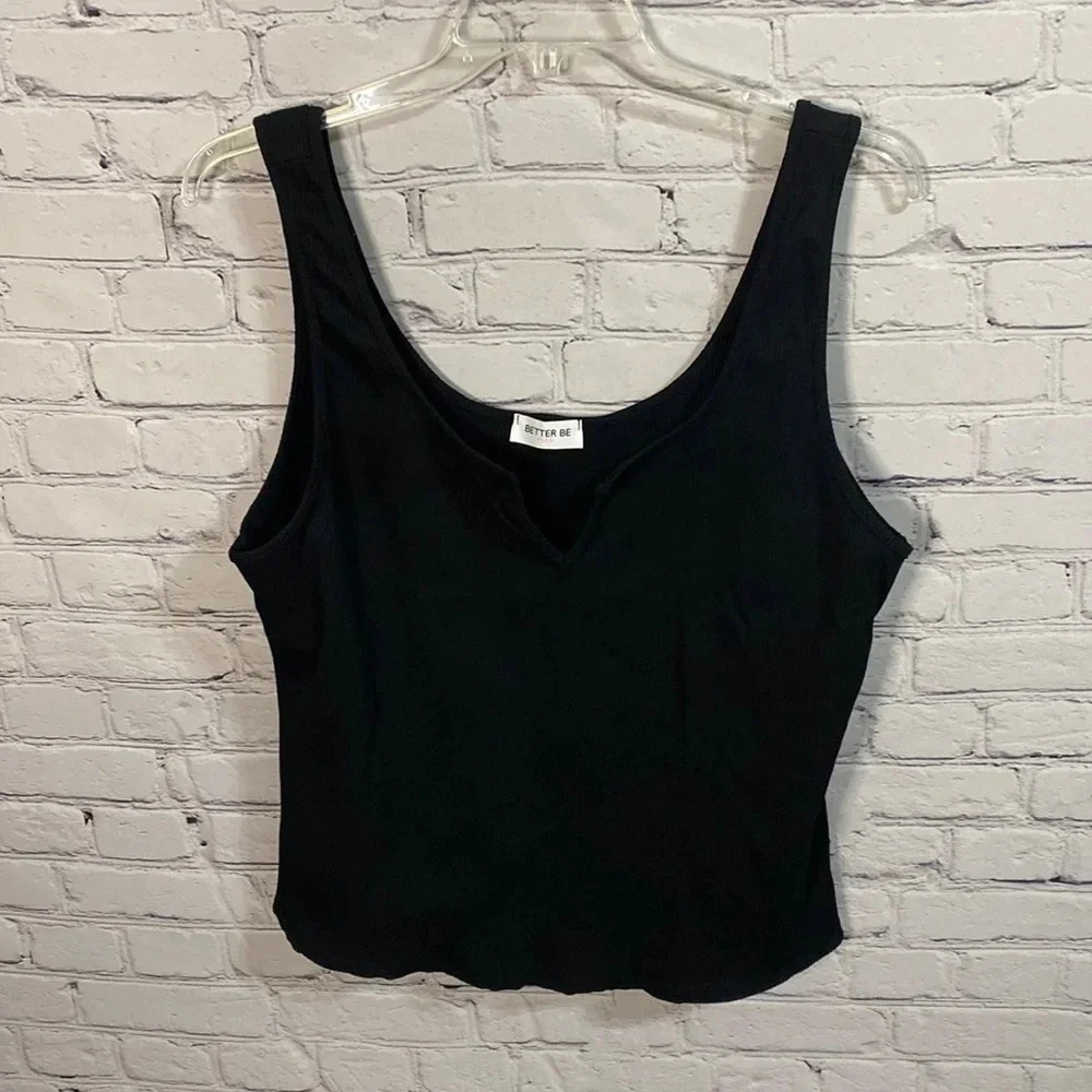 Better Be Plus Black Ribbed Crop Tank